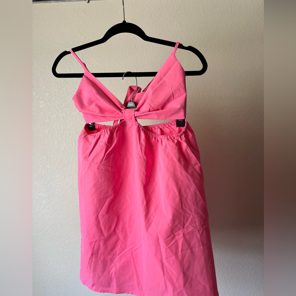 Hot pink cutout dress